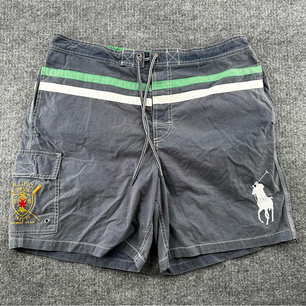 Polo Ralph‎ Lauren Shorts Mens Large Rowing Team Big Pony Swim Trunk Lined Y2K